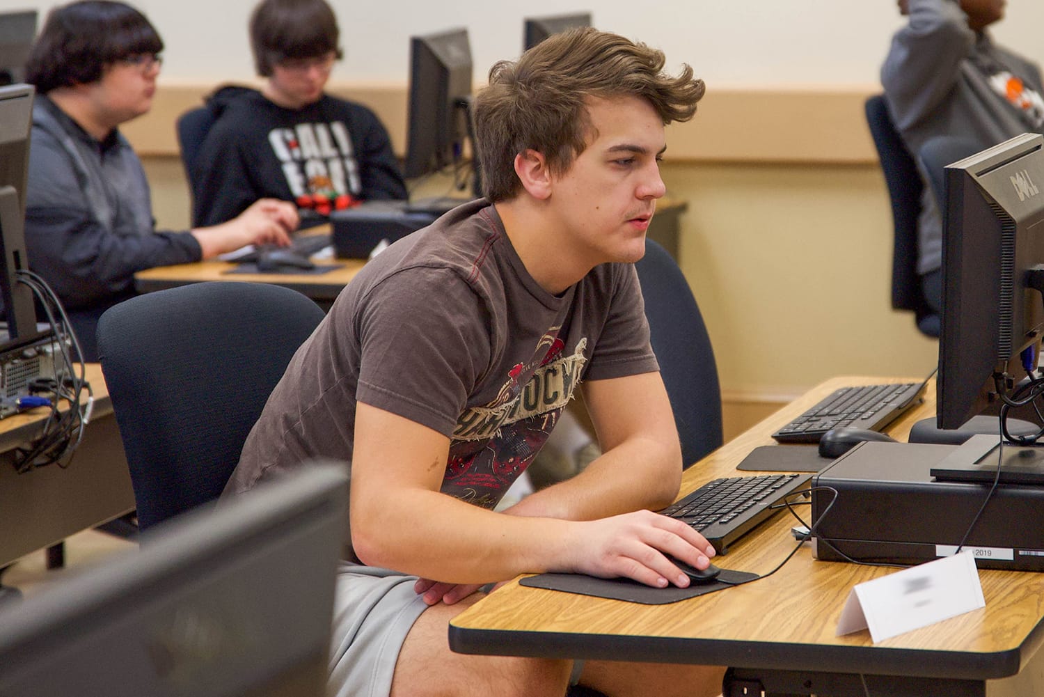 kids work on computers in the milligan lab during computer science camp